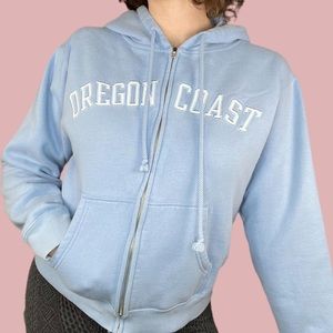 Oregon Coast Sky Blue Hooded Zip Up Sweatshirt